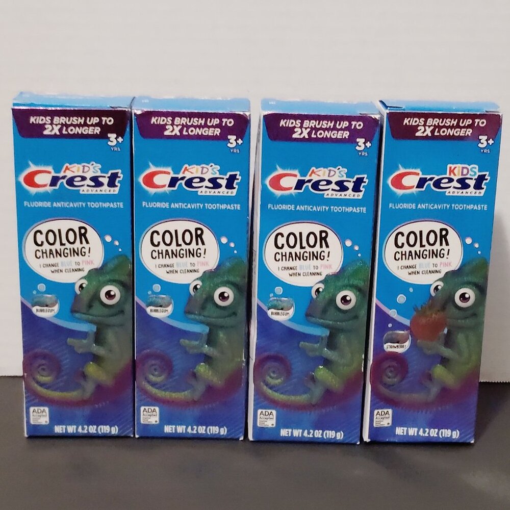 4 Crest Kids' Advanced Color Changing Toothpaste - Strawberry - 4.2oz